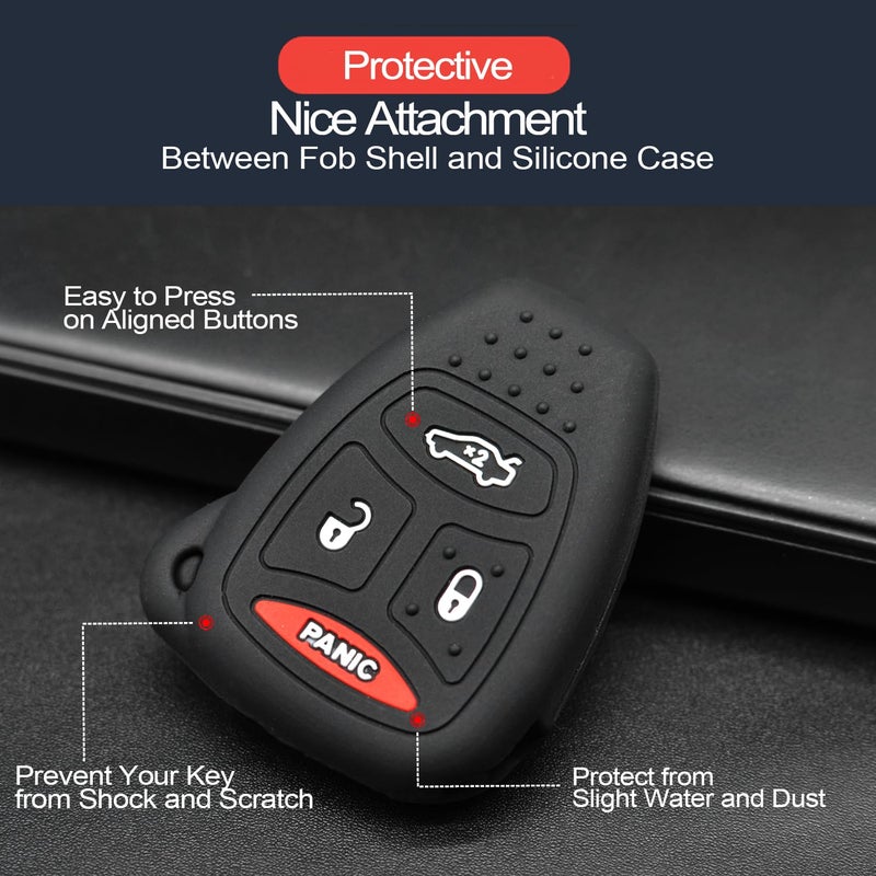 INFIPAR 2pcs Compatible with Jeep Commander Grand Cherokee Liberty Dodge Avenger Charger Durango Magnum Chrysler 200 300 PT Cruiser Key FOB Cover Case Protector Holder - Image 4